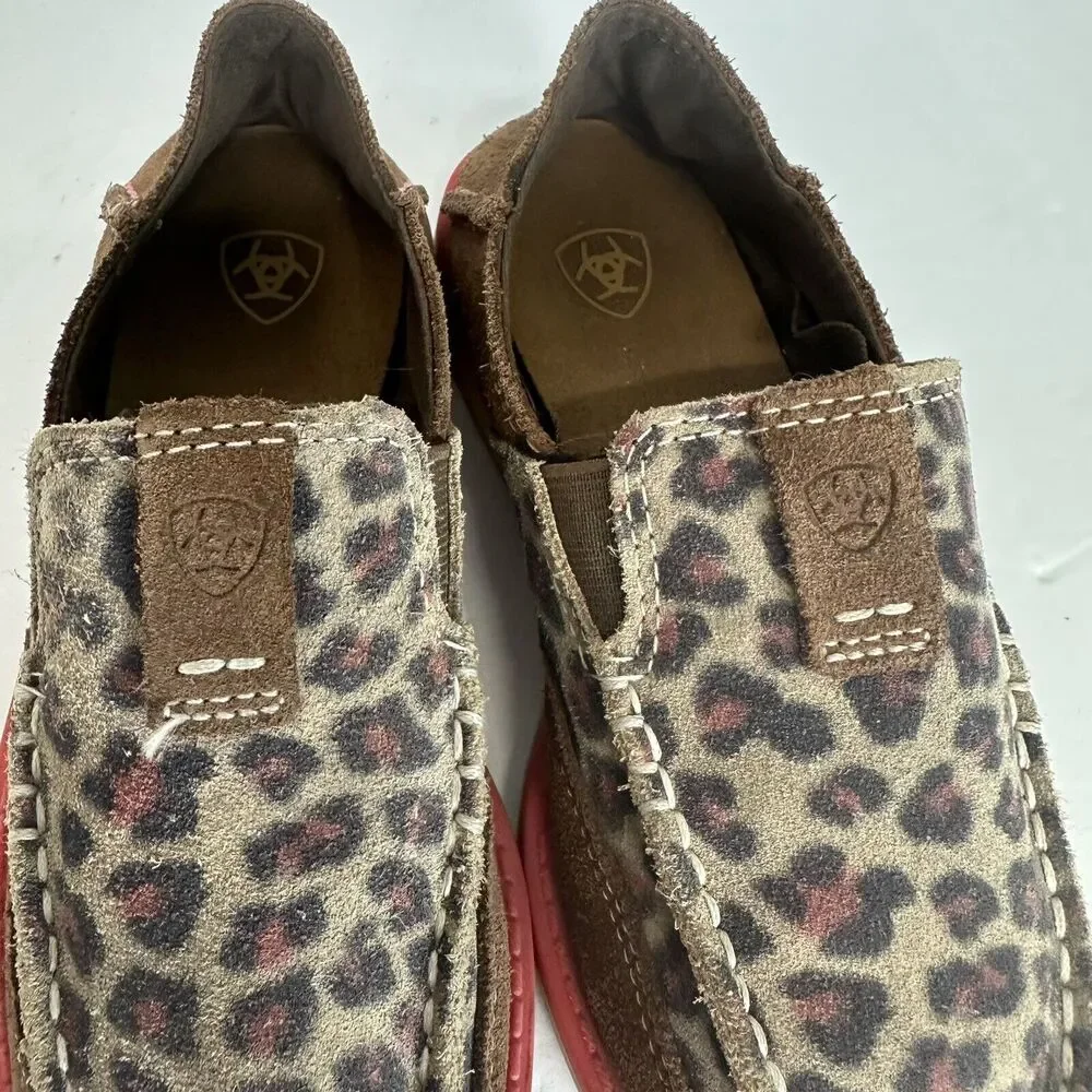 Girls‎ Kids Ariat Cruiser Pull On Brown Suede Leopard Aztec Shoes Size US 12.5